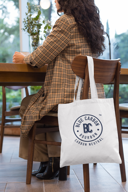 Blue Carbon Bourbon Logo's Design | Eco-Friendly Weekender Tote Bag | Circle Logo On One Side | Square Logo On Other Side