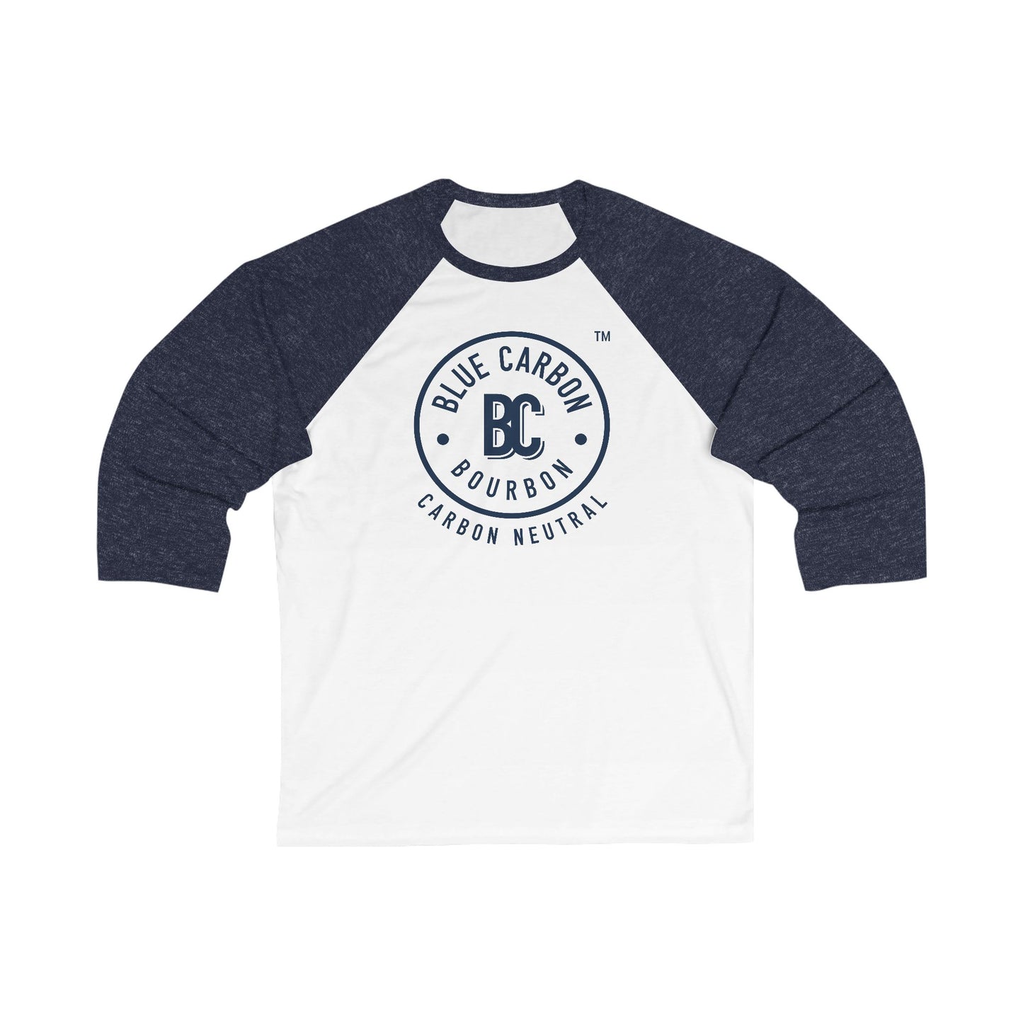 Blue Carbon Bourbon Circle Logo'd Baseball 3/4 Tee