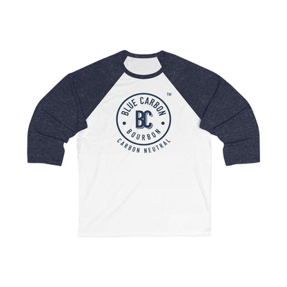 Blue Carbon Bourbon Circle Logo'd Baseball 3/4 Tee
