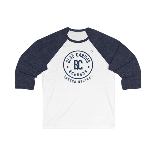 Blue Carbon Bourbon Circle Logo'd Baseball 3/4 Tee