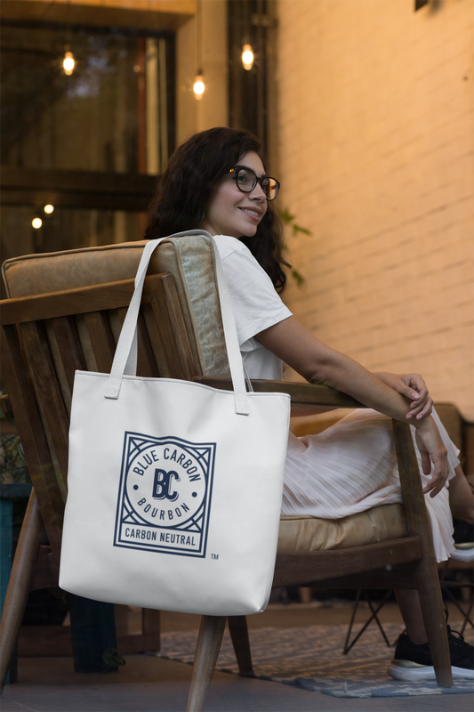 Blue Carbon Bourbon Logo's Design | Eco-Friendly Weekender Tote Bag | Circle Logo On One Side | Square Logo On Other Side