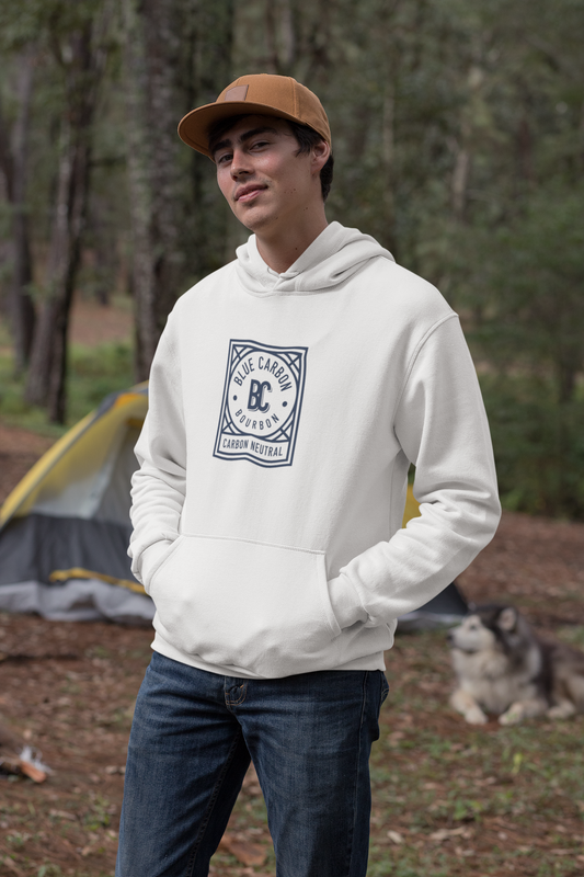 Blue Carbon Bourbon Logo'd Cozy Unisex Hooded Sweatshirt