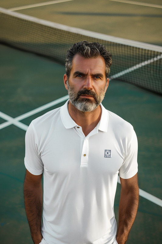 Blue Carbon Bourbon Logo'd Men's Oceanside Solid Polo Shirt